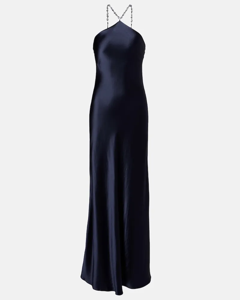 STAUD Slipdress Cadence aus Satin Blau