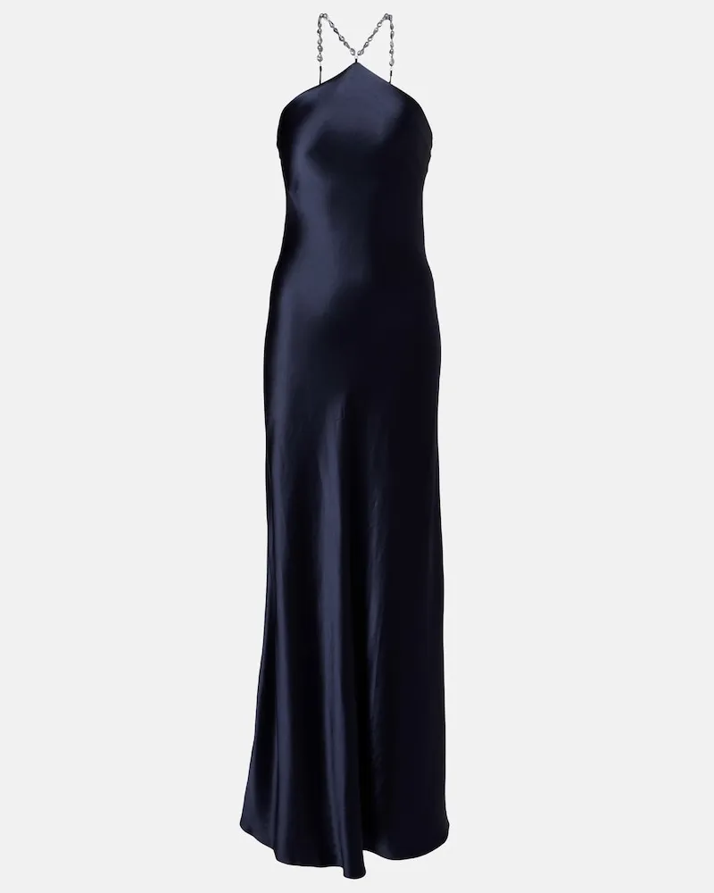 STAUD Slipdress Cadence aus Satin Blau