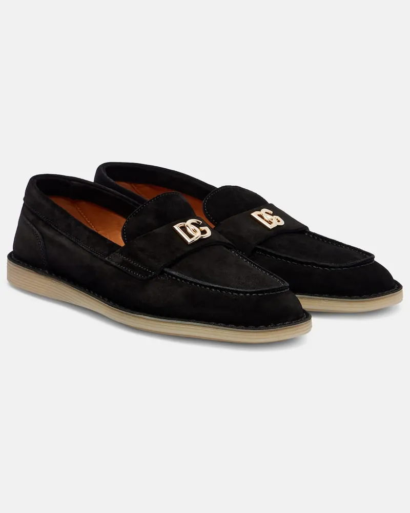 Dolce & Gabbana Loafers DG aus Veloursleder Schwarz