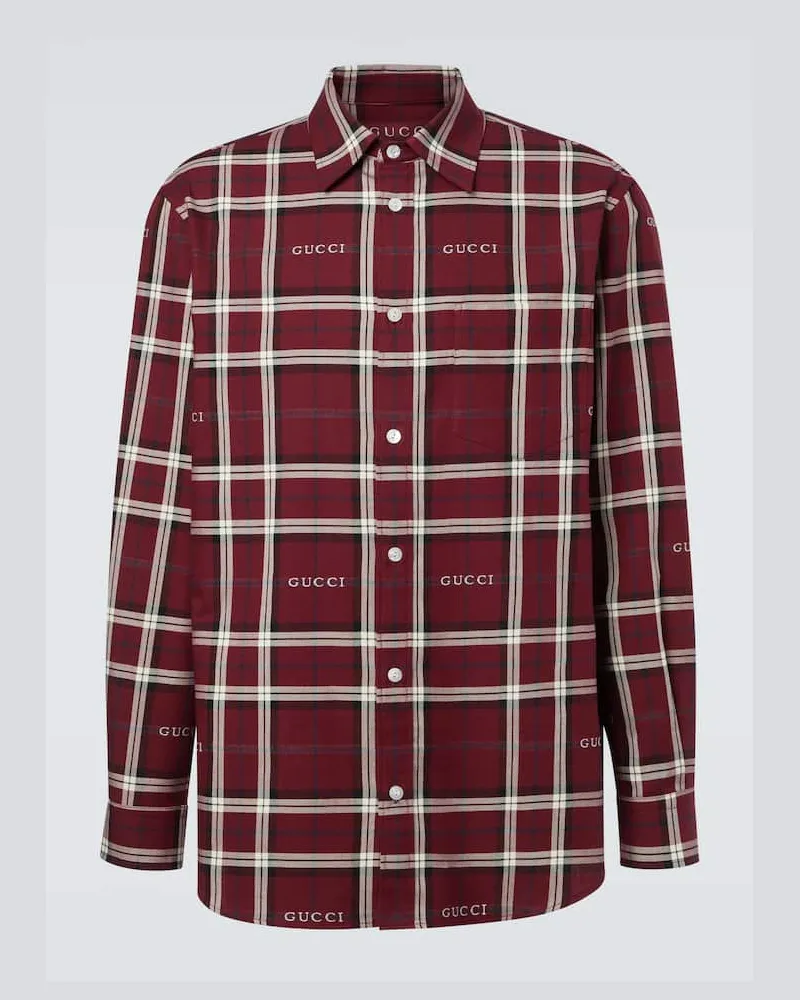 Gucci Hemd Gucci Script aus Baumwoll-Jacquard Burgund