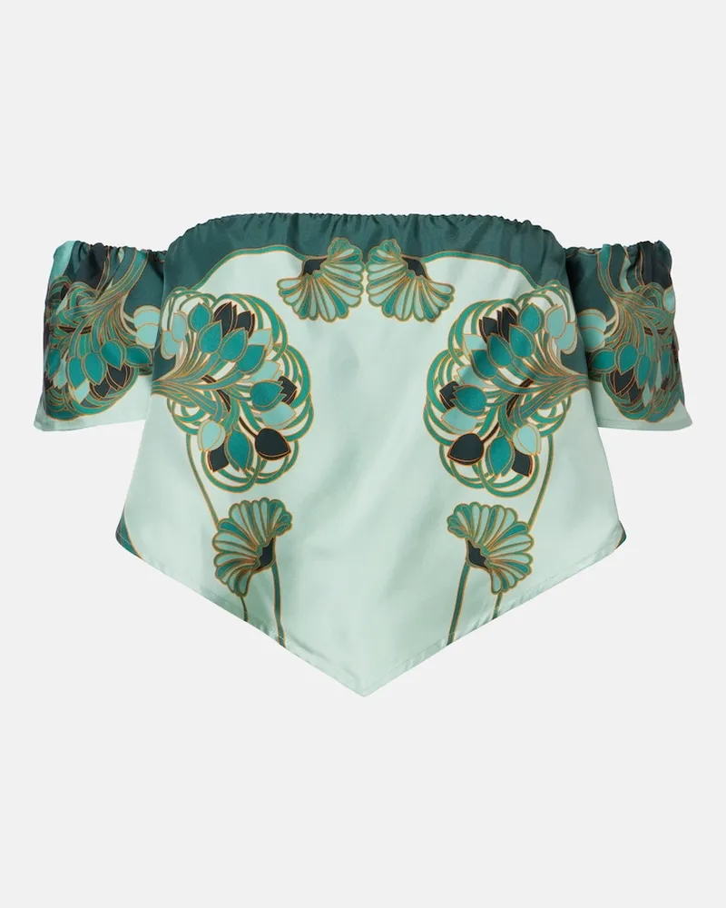 La DoubleJ Off-Shoulder-Top Sand Dollar aus Seide Grün