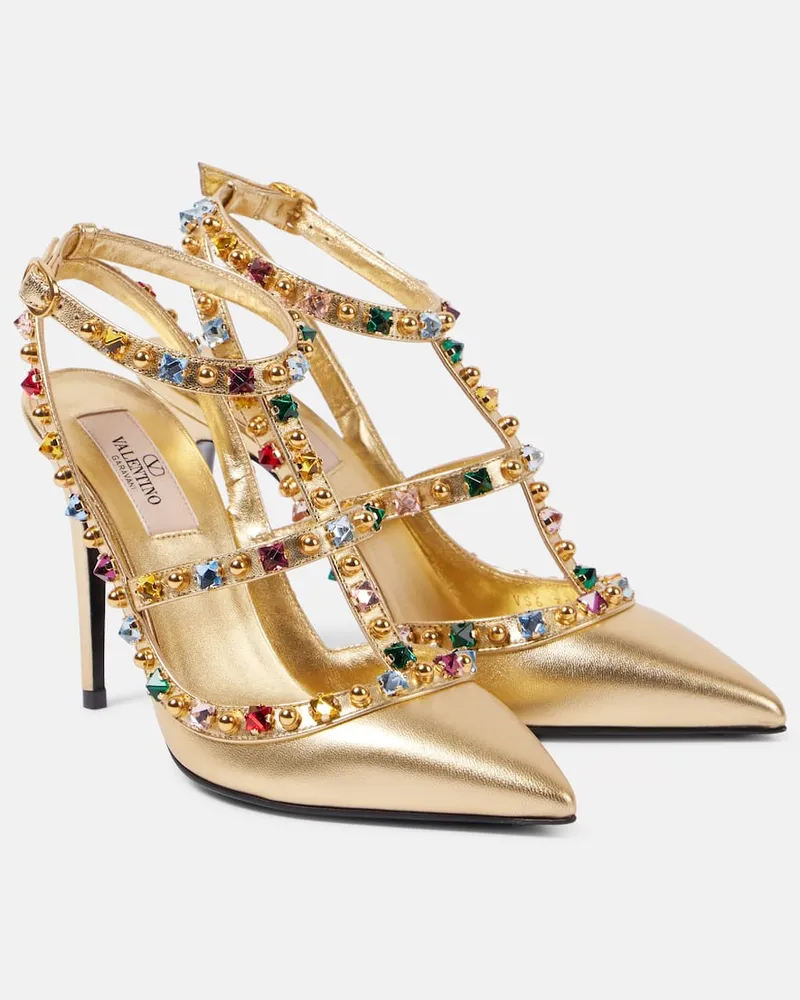 Valentino Garavani Pumps Rockstud 100 aus Metallic-Leder Gold