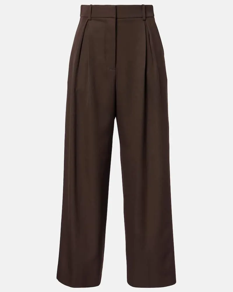 Loewe Weite Hose aus Wolle Braun