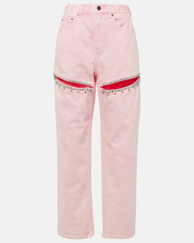 Area Verzierte Straight Jeans Rosa