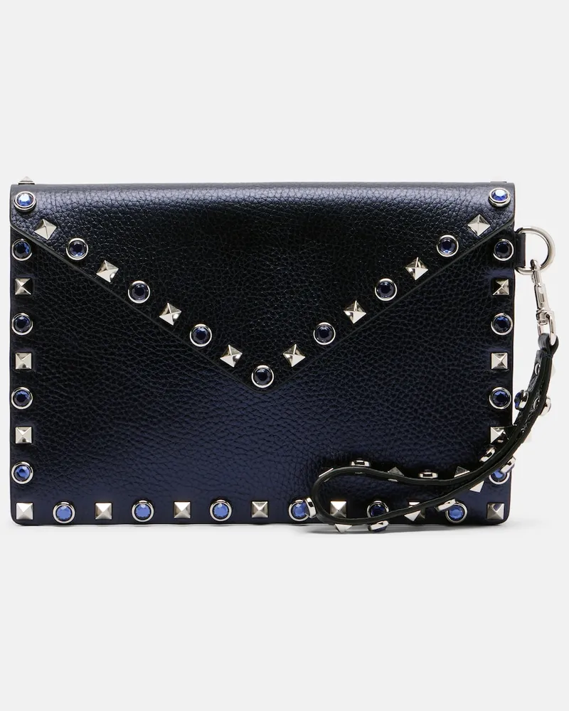 Valentino Garavani Etui Rockstud Medium aus Leder Blau
