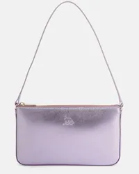 Christian Louboutin Schultertasche Loubila aus Metallic-Leder Silber