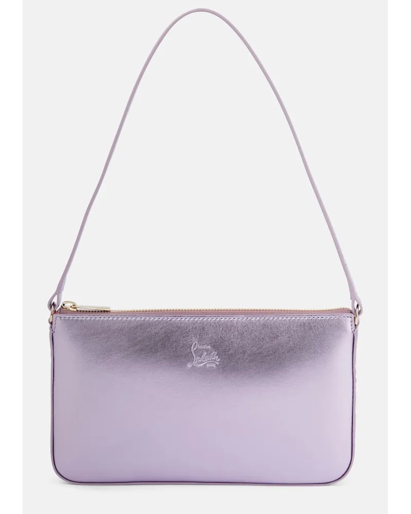 Christian Louboutin Schultertasche Loubila aus Metallic-Leder Silber