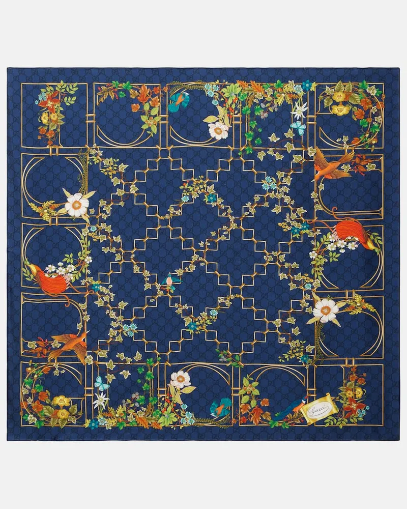 Gucci Tuch GG aus Seiden-Twill Blau