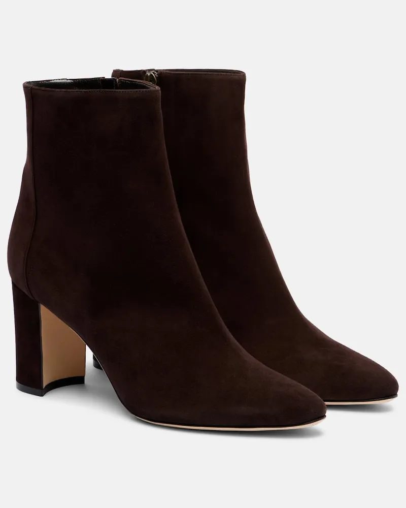 Manolo Blahnik Ankle Boots Rosie 70 aus Veloursleder Schwarz