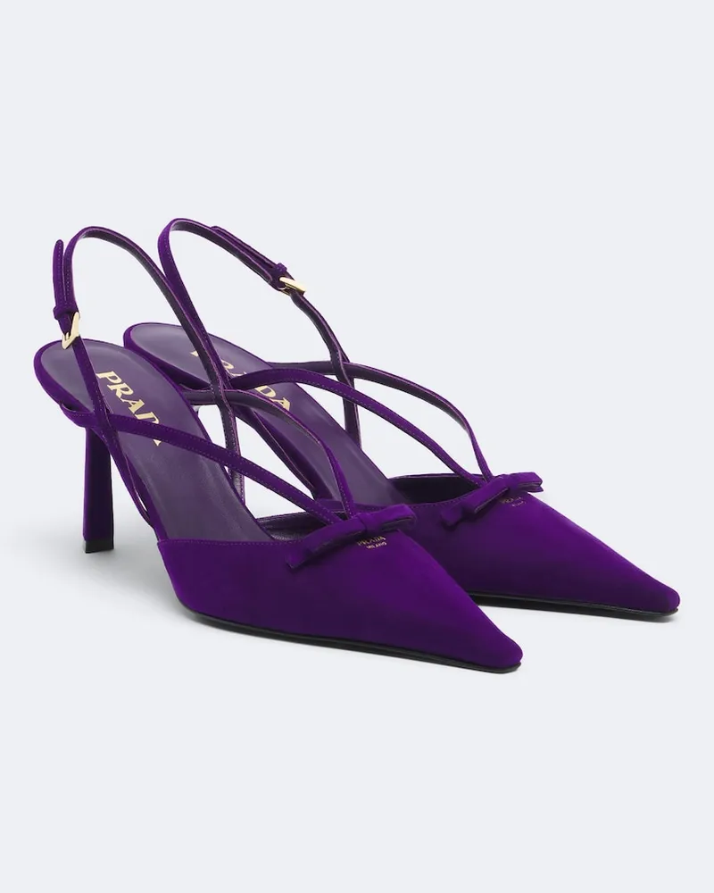 Prada Slingback-Pumps aus Veloursleder Violett