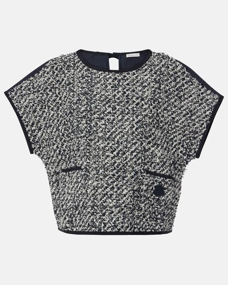 Moncler Top aus Tweed Weiß