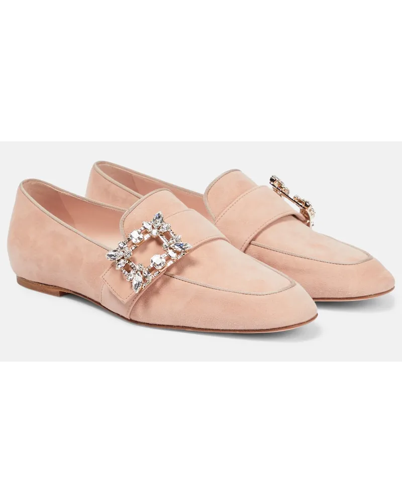 Roger Vivier Loafers Mini Broche aus Veloursleder Pink