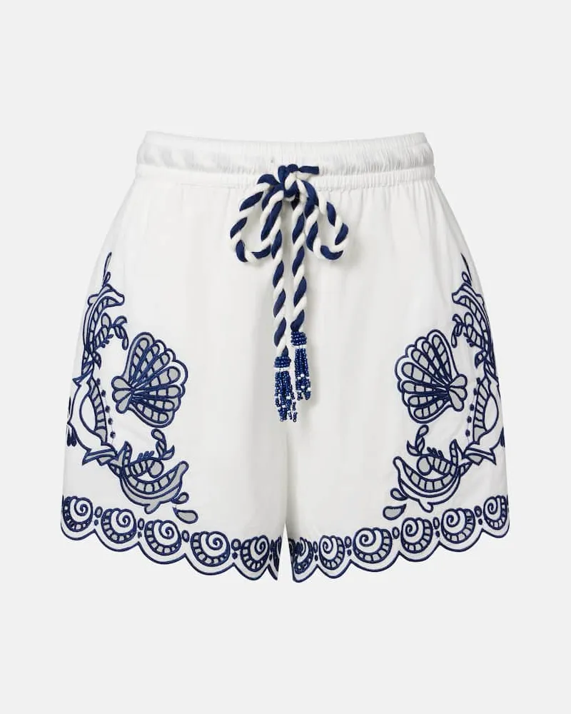 FARM Rio Bestickte Shorts aus Baumwolle Weiß