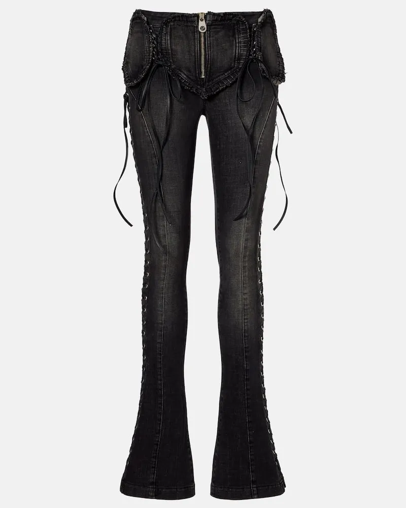 Blumarine Low-Rise Slim Flared Jeans Schwarz