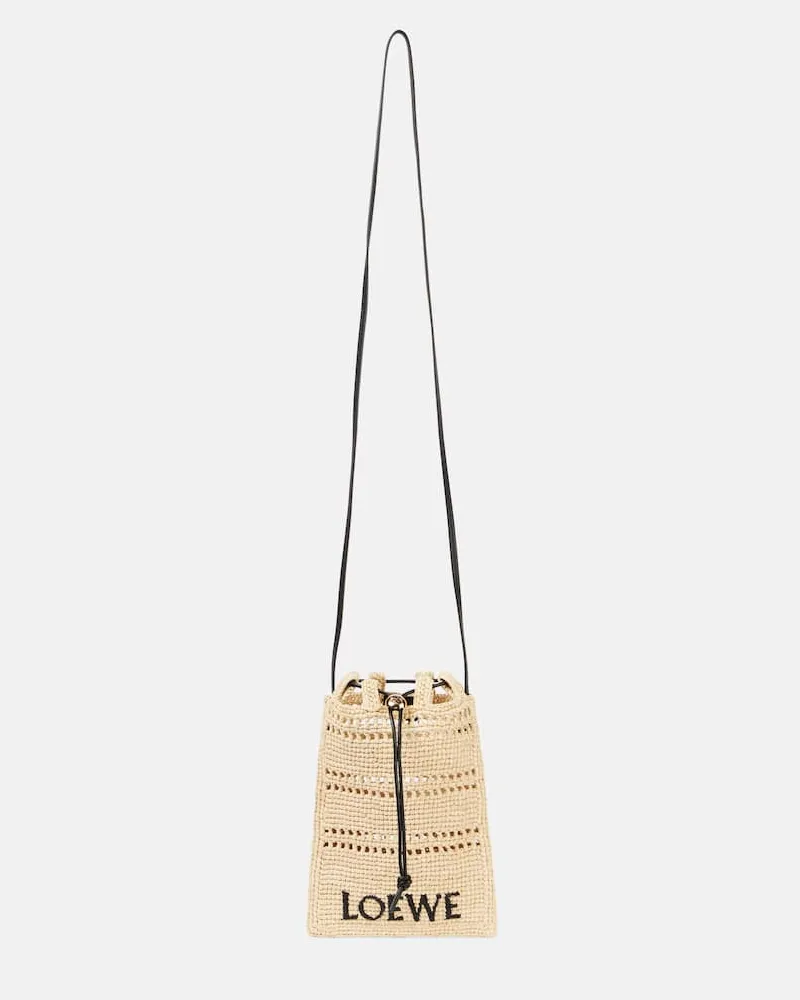 Loewe Paula's Ibiza Etui mit Riemen aus Raffiabast Beige