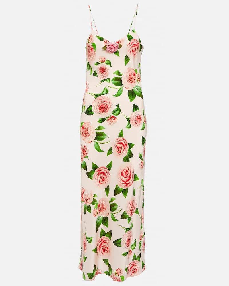 Rodarte Bedrucktes Slipdress aus Seide Rosa