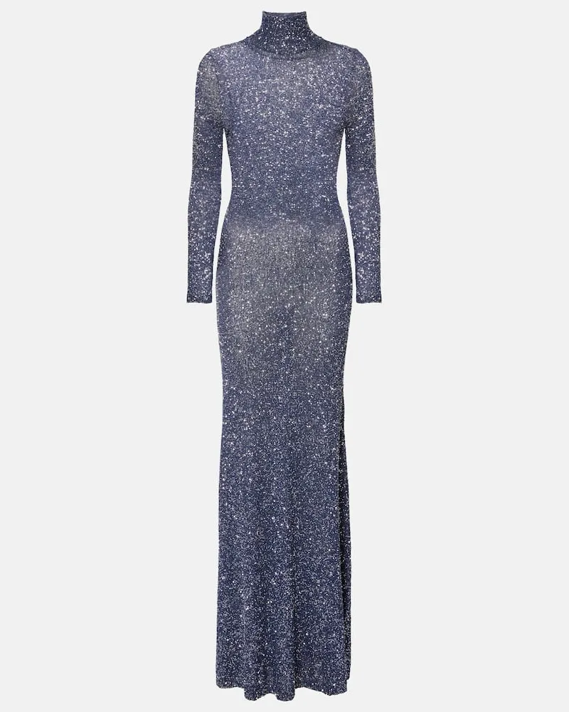 Balenciaga Robe mit Pailletten Blau