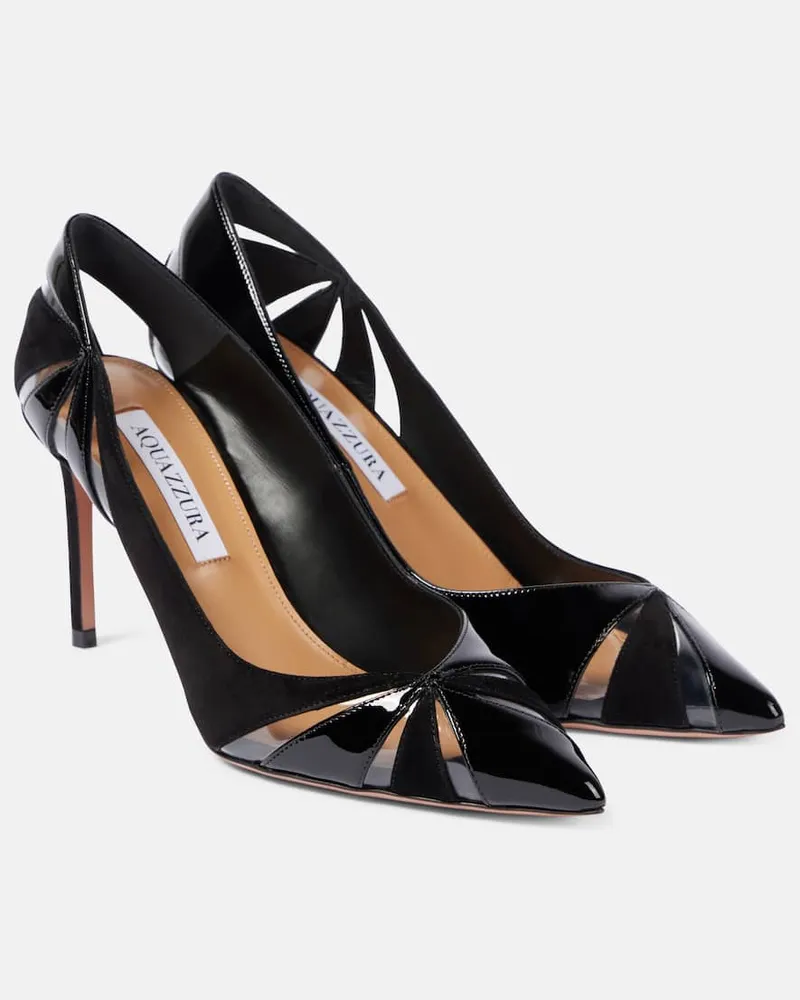 Aquazzura Pumps Puzzle 85 aus Lackleder und Veloursleder Schwarz