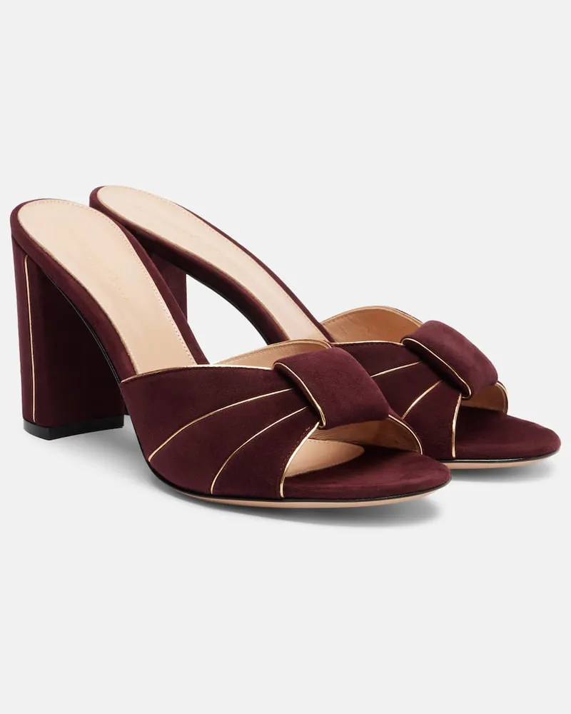 Gianvito Rossi Pantoletten aus Veloursleder Burgunderrot