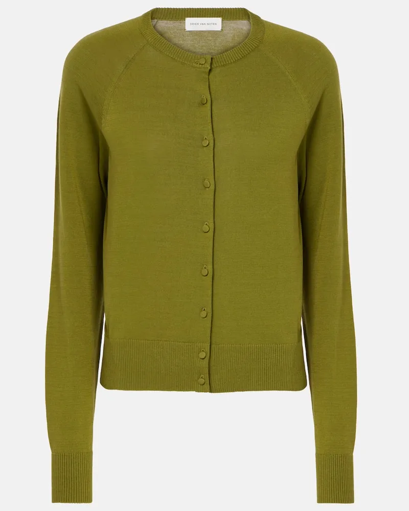 Dries van Noten Cardigan aus Baumwolle Grün