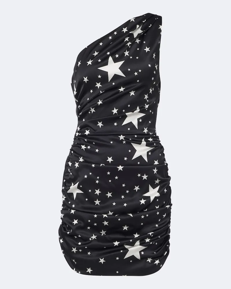 Dolce & Gabbana One-Shoulder-Minikleid aus einem Seidengemisch Schwarz