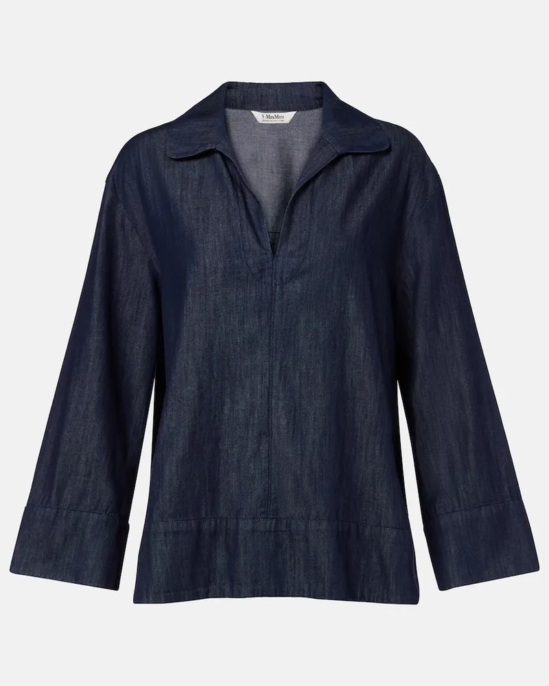 Max Mara Top Caterina aus Baumwolle Blau