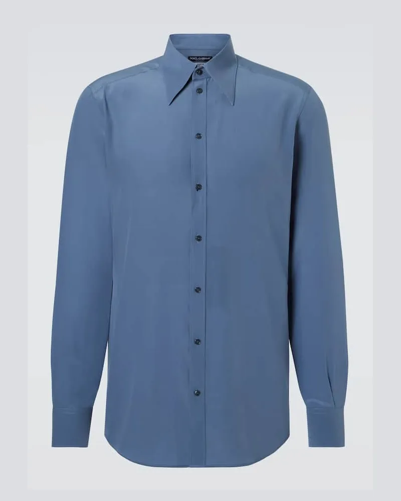 Dolce & Gabbana Hemd aus Seiden-Crêpe Blau