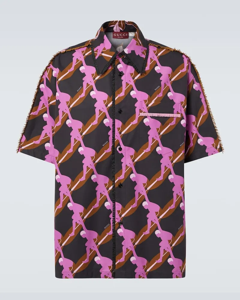 Gucci Bedrucktes Hemd aus Baumwollpopeline Multicolor