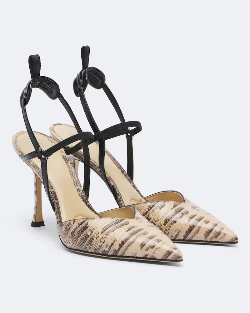 Fendi Slingback-Pumps Colibrì aus Leder Beige