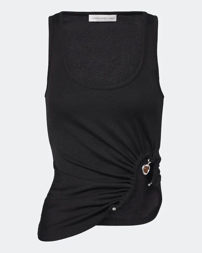 Christopher Esber Top Diverge Droplet aus Jersey Schwarz