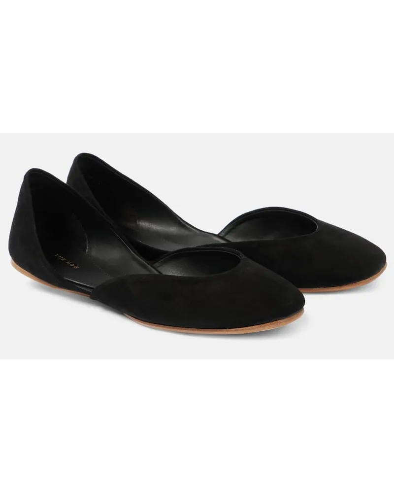 The Row Ballerinas Gemma aus Veloursleder Schwarz