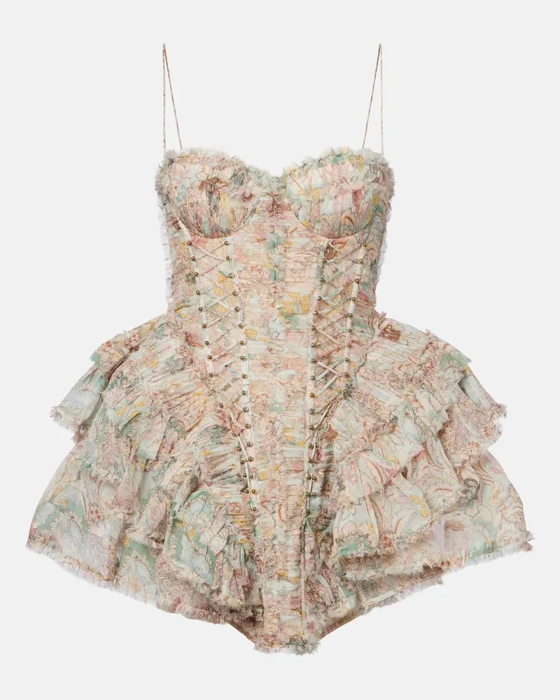 Zimmermann Minikleid Rebellion aus Seide Multicolor