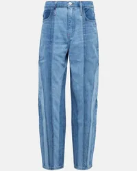 Frame Denim High-Rise Barrel Jeans Warped Stripe Blau