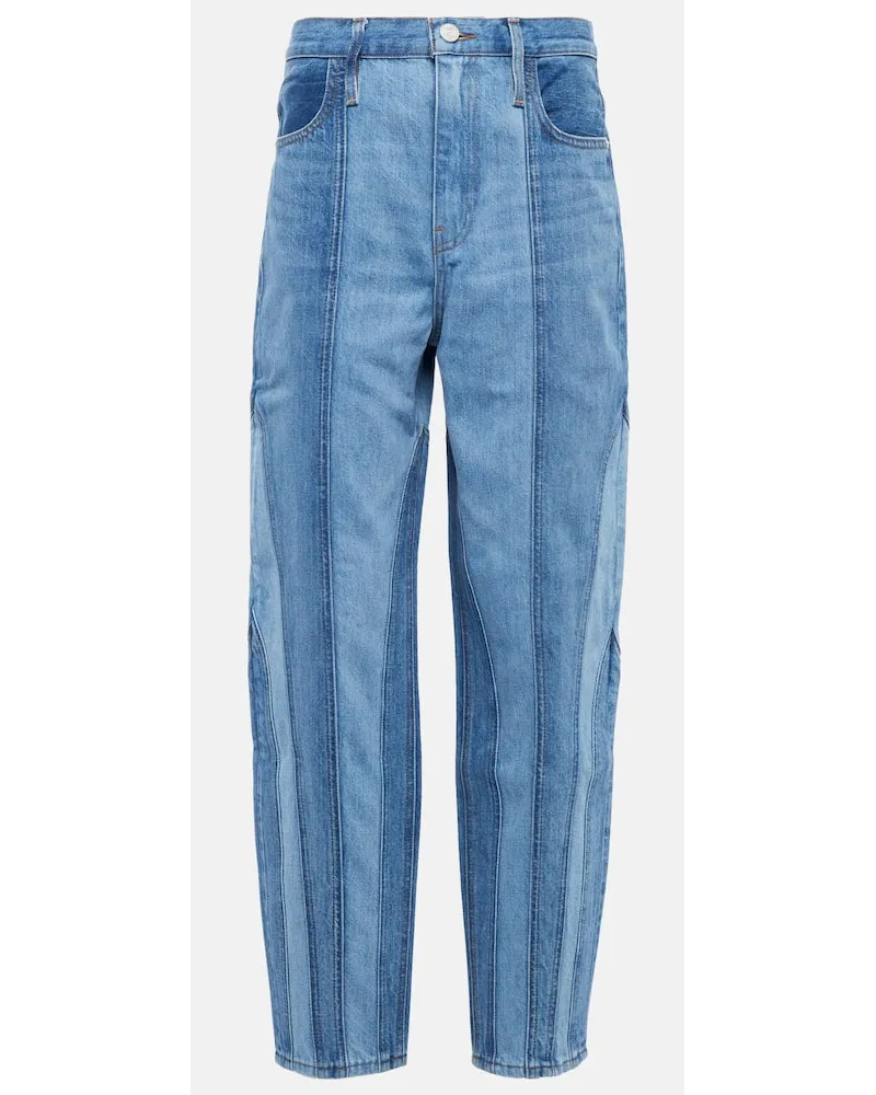 Frame Denim High-Rise Barrel Jeans Warped Stripe Blau