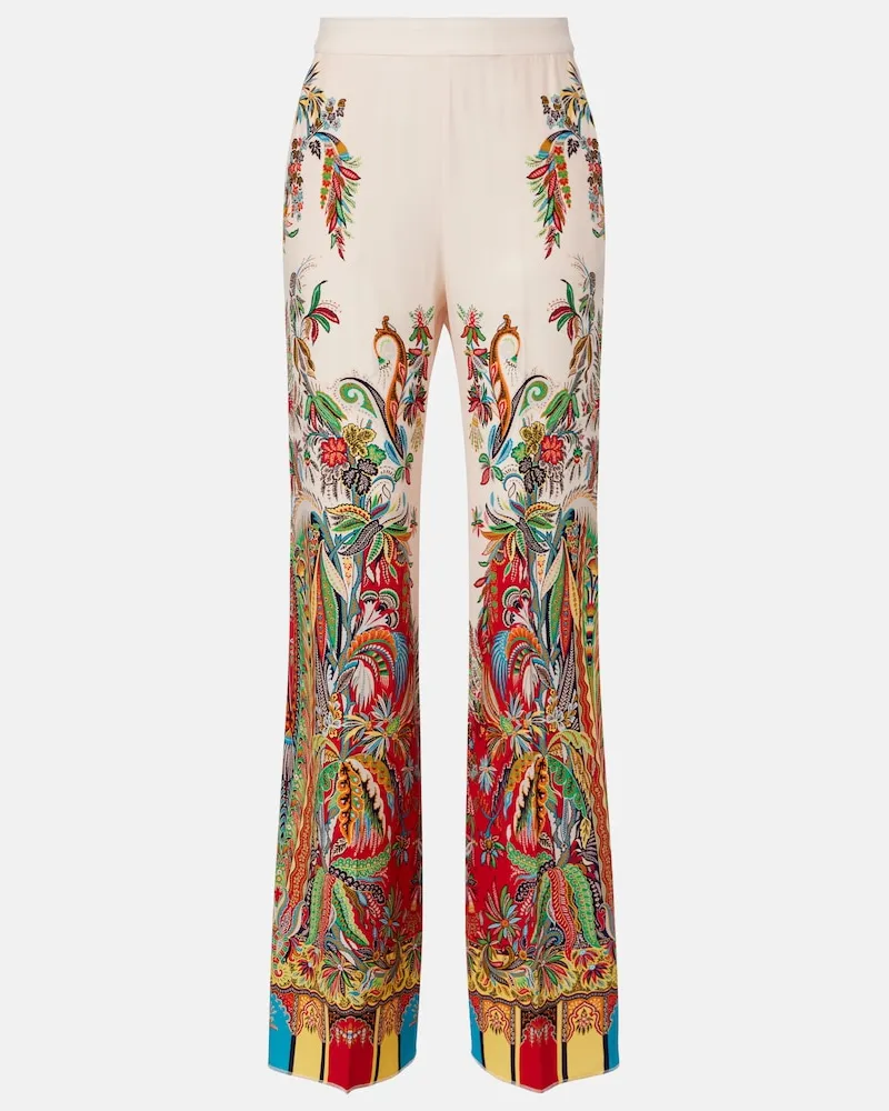 Etro Bedruckte Hose aus Seide Multicolor