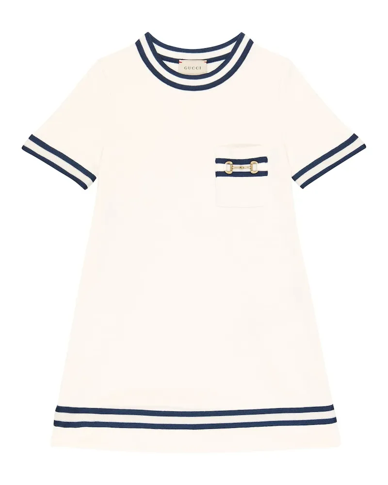 Gucci Kleid Horsebit aus Baumwolle Weiß