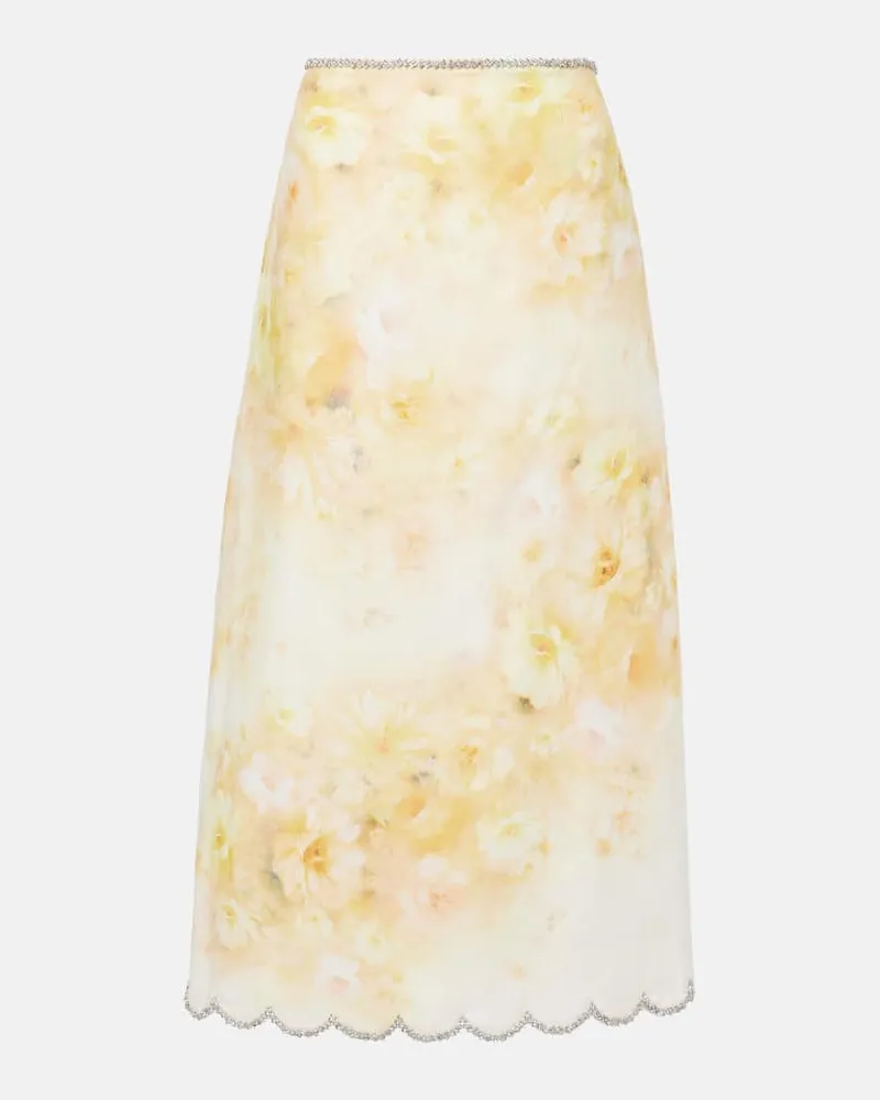 Zimmermann Midirock Crush aus Leinen Gelb