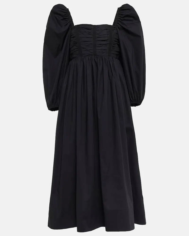 Ulla Johnson Midikleid Lelani aus Baumwollpopeline Schwarz