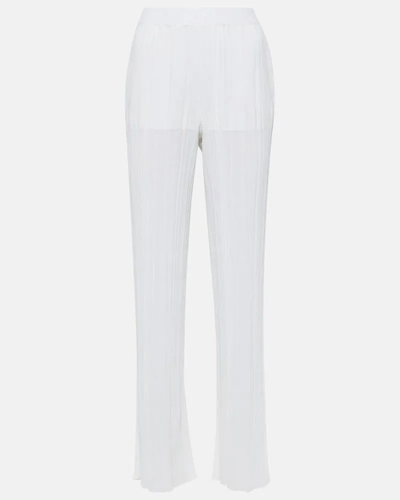 Stella McCartney Gerade Hose aus Strick Weiß