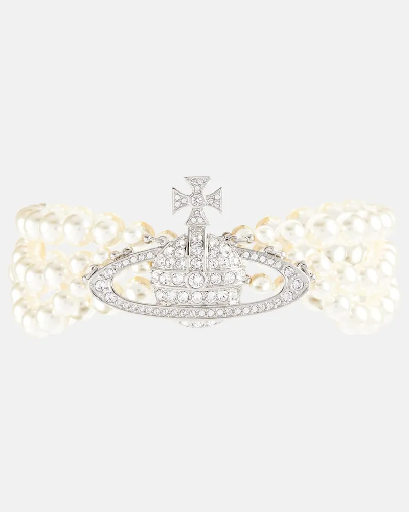 Vivienne Westwood Choker aus Zierperlen mit Kristallen Silber