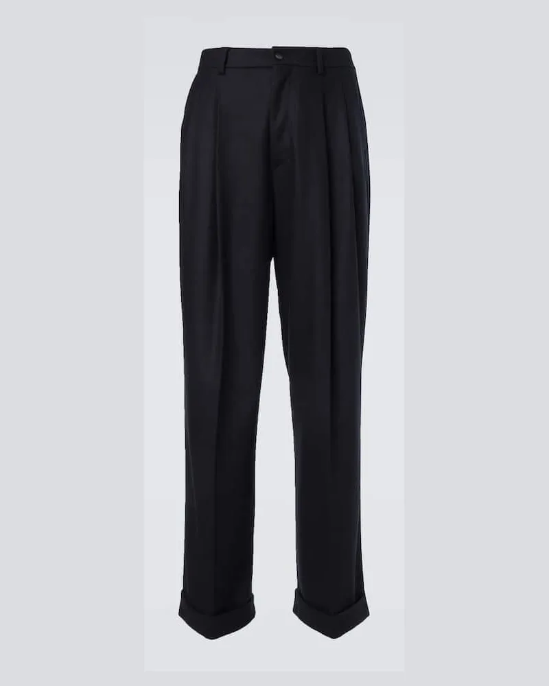 Dolce & Gabbana Weite Hose aus Schurwolle Schwarz