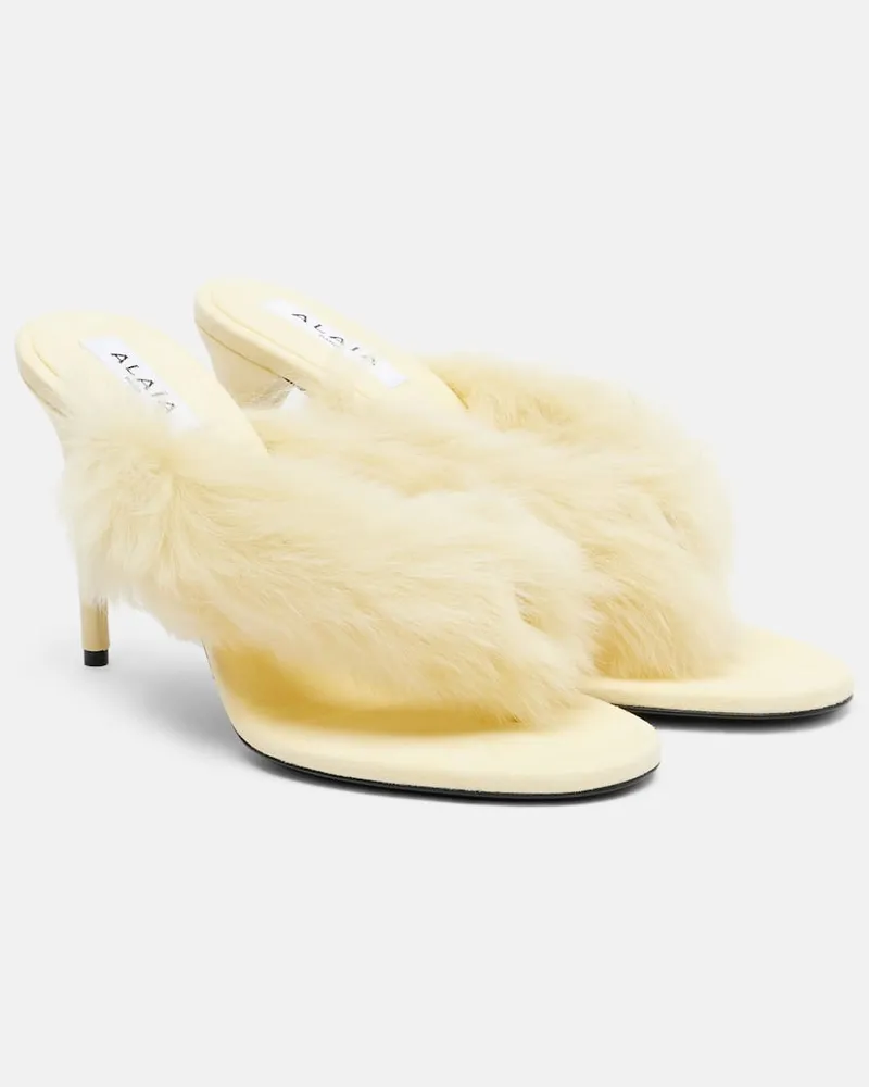 Alaïa Alaïa Sandalen Boudoir 90 aus Leder mit Shearling Gelb