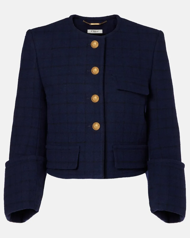 Chloé Chloé Cropped-Jacke aus einem Wollgemisch Blau
