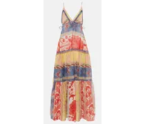 Bedrucktes Maxikleid aus Baumwolle und Seide
