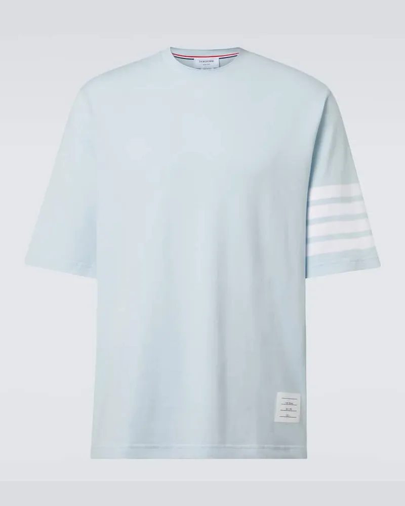 Thom Browne T-Shirt 4-Bar aus Baumwoll-Jersey Blau