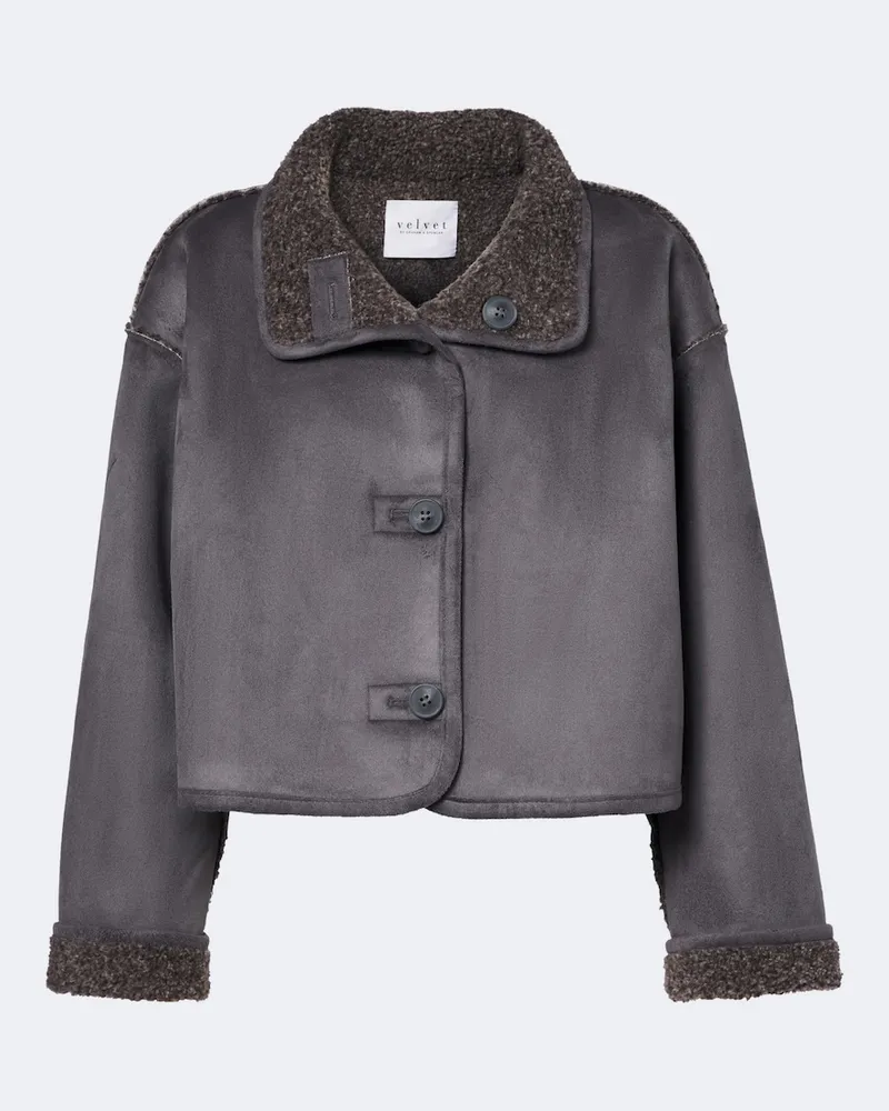 Velvet Cropped Jacke Esme Grau