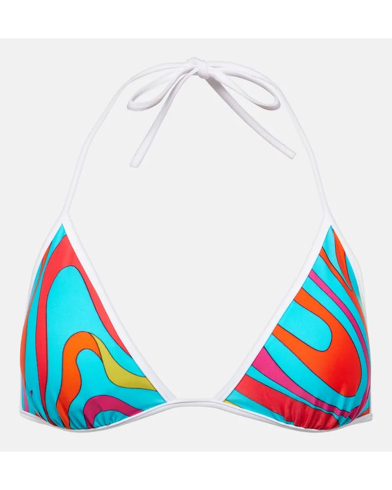 Emilio Pucci Bedrucktes Bikini-Oberteil Marmo Multicolor