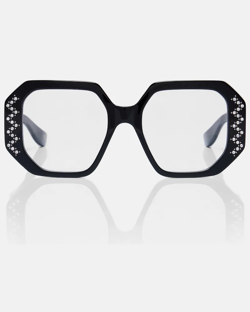 Valentino Garavani Oversize-Brille VLogo mir Kristallen Schwarz