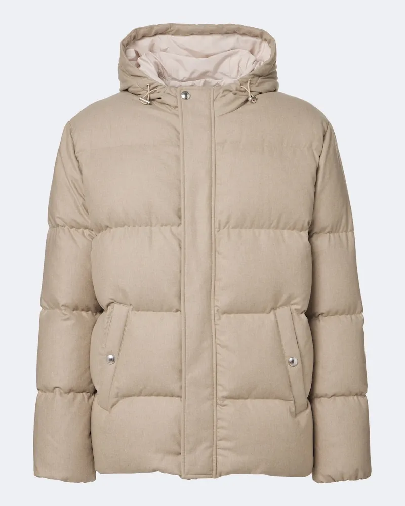 Eleventy Wattierte Jacke aus Wolle, Seide und Kaschmir Beige