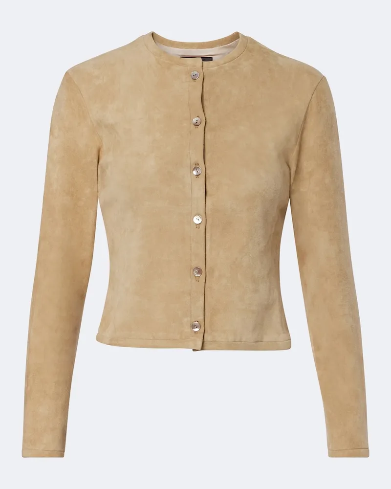 Stouls Cardigan Astrid aus Veloursleder Beige